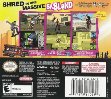 Tony Hawk's American Sk8land (USA) box cover back